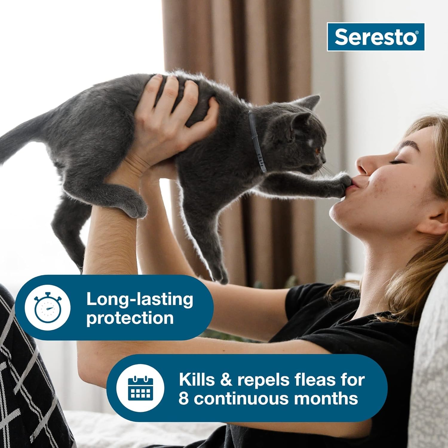 Seresto Cat collar lightweight for indoor and outdoor cats.