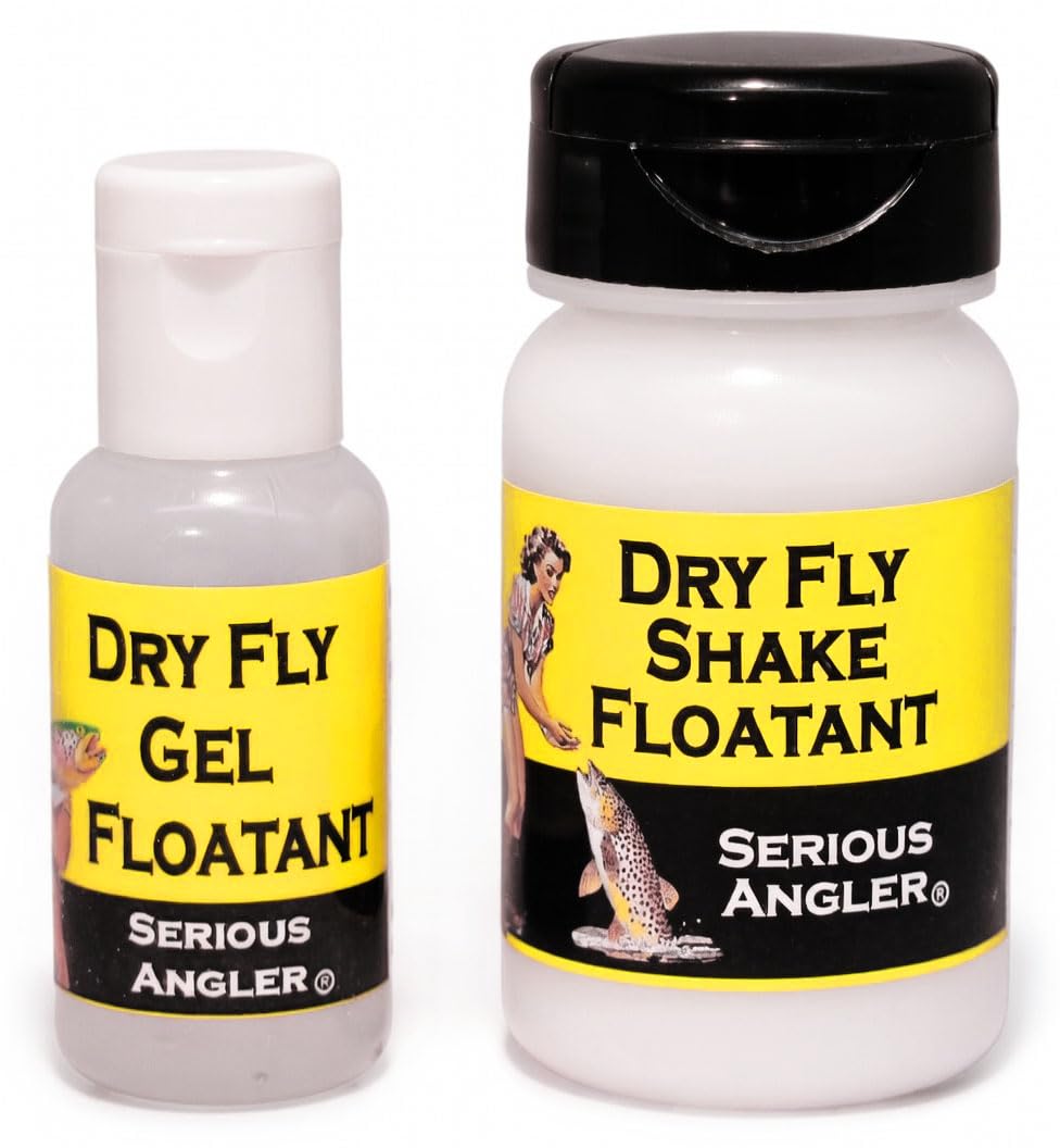 Serious Angler Dry Fly Gel Floatant bottle applying a durable hydrophobic shield for dry flies.