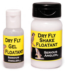 Serious Angler Dry Fly Gel Floatant bottle applying a durable hydrophobic shield for dry flies.