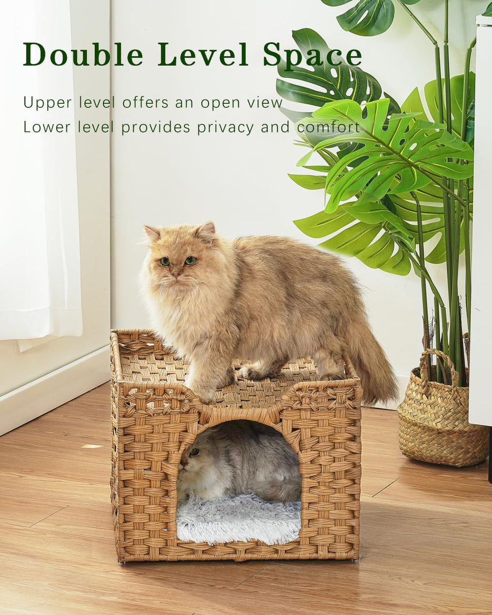 SETVSON kitten house handwoven rattan highlights breathable, cozy comfort