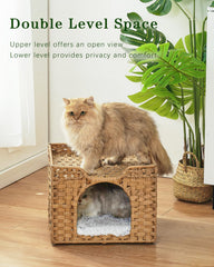 SETVSON kitten house handwoven rattan highlights breathable, cozy comfort