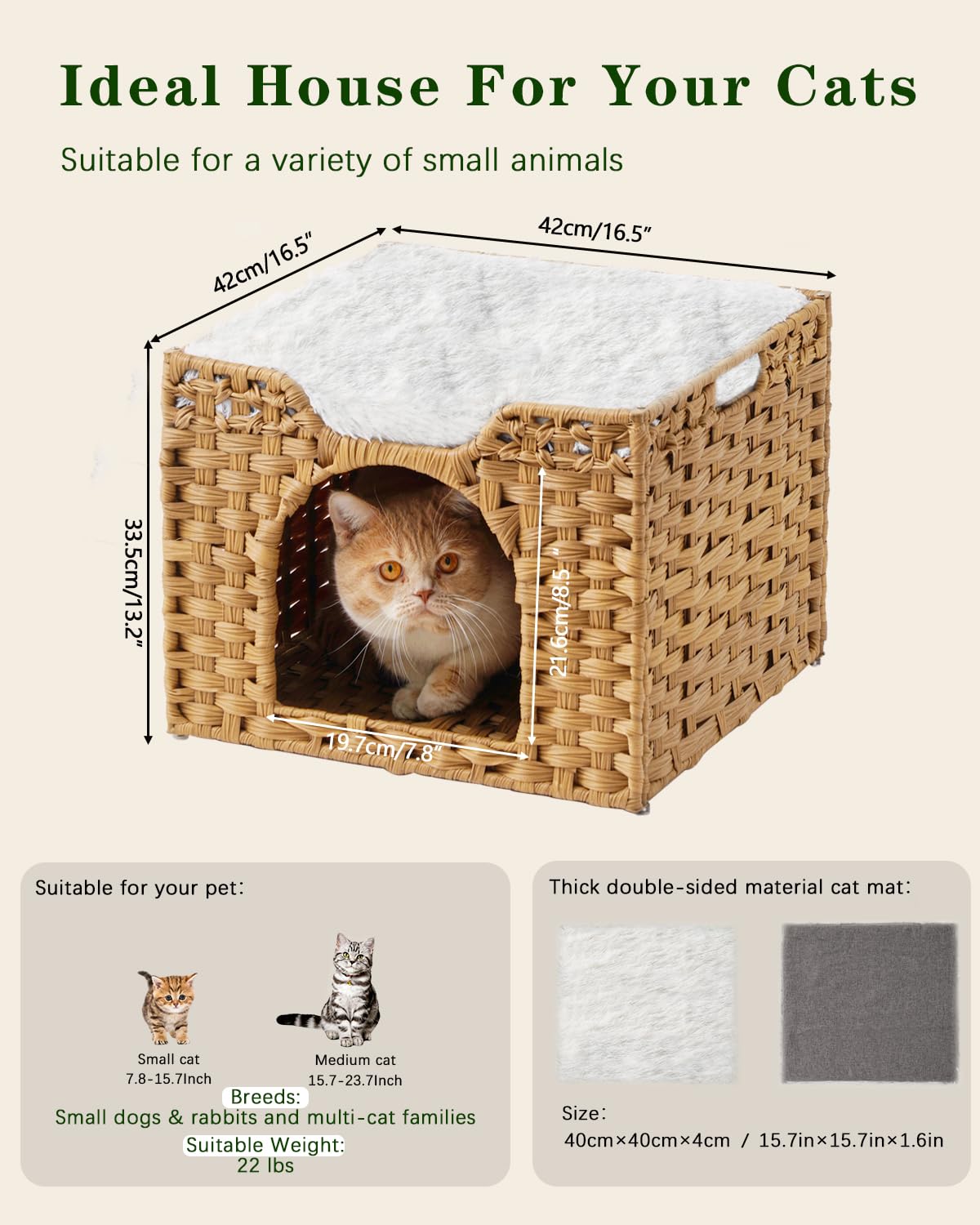 SETVSON handwoven rattan cat cave surface is waterproof for simple cleaning