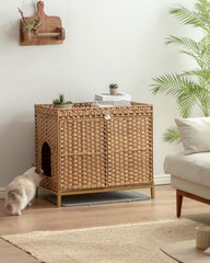 SETVSON cat litter box enclosure double doors facilitate easy cleaning.