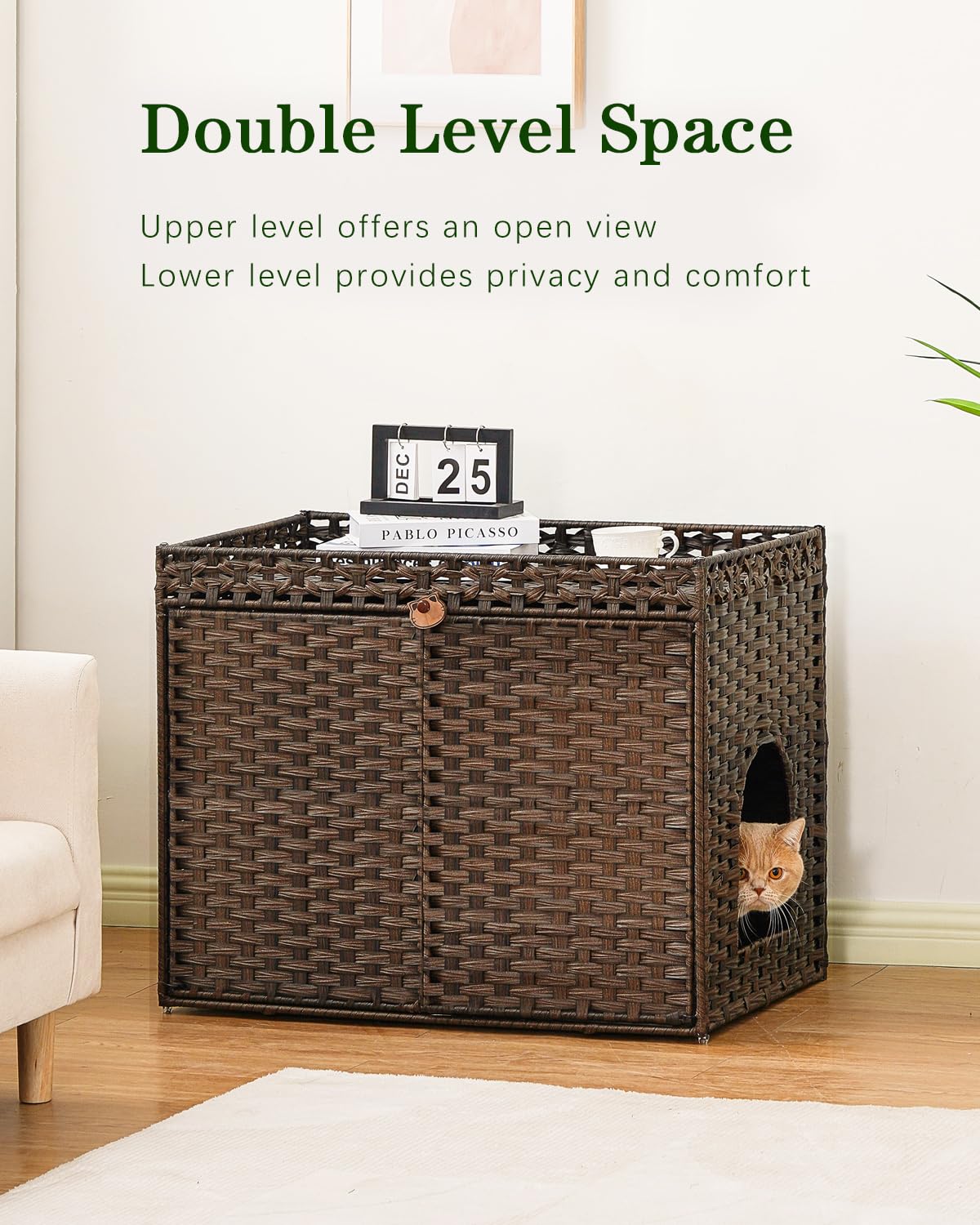 SETVSON box enclosure side view highlighting airy woven rattan and interior space
