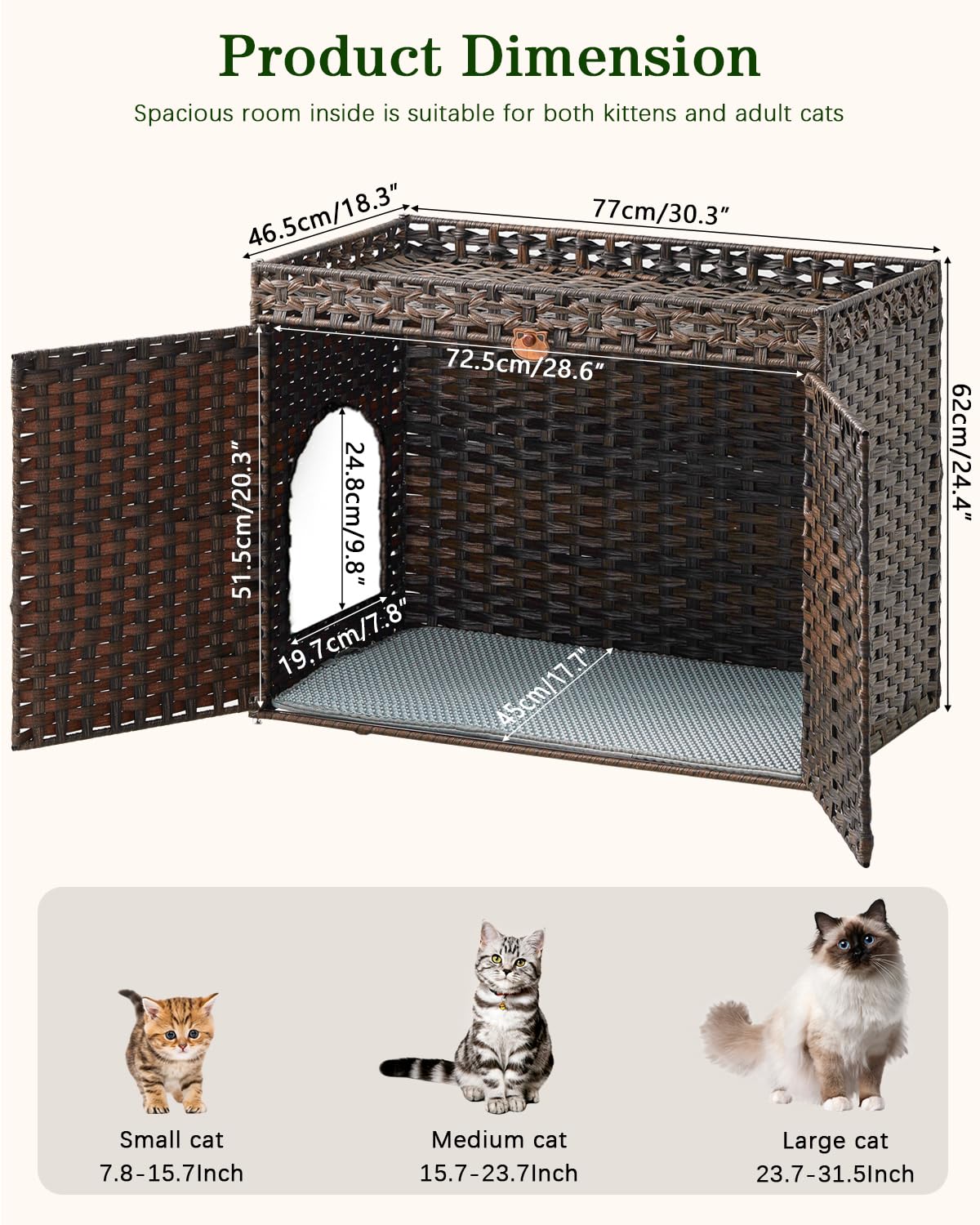 SETVSON enclosure with soft mat to capture litter and keep floors clean