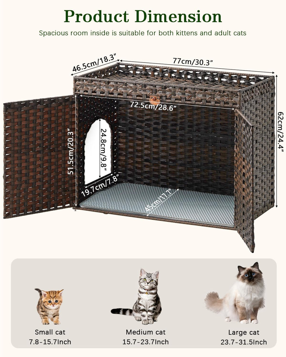 SETVSON enclosure with soft mat to capture litter and keep floors clean