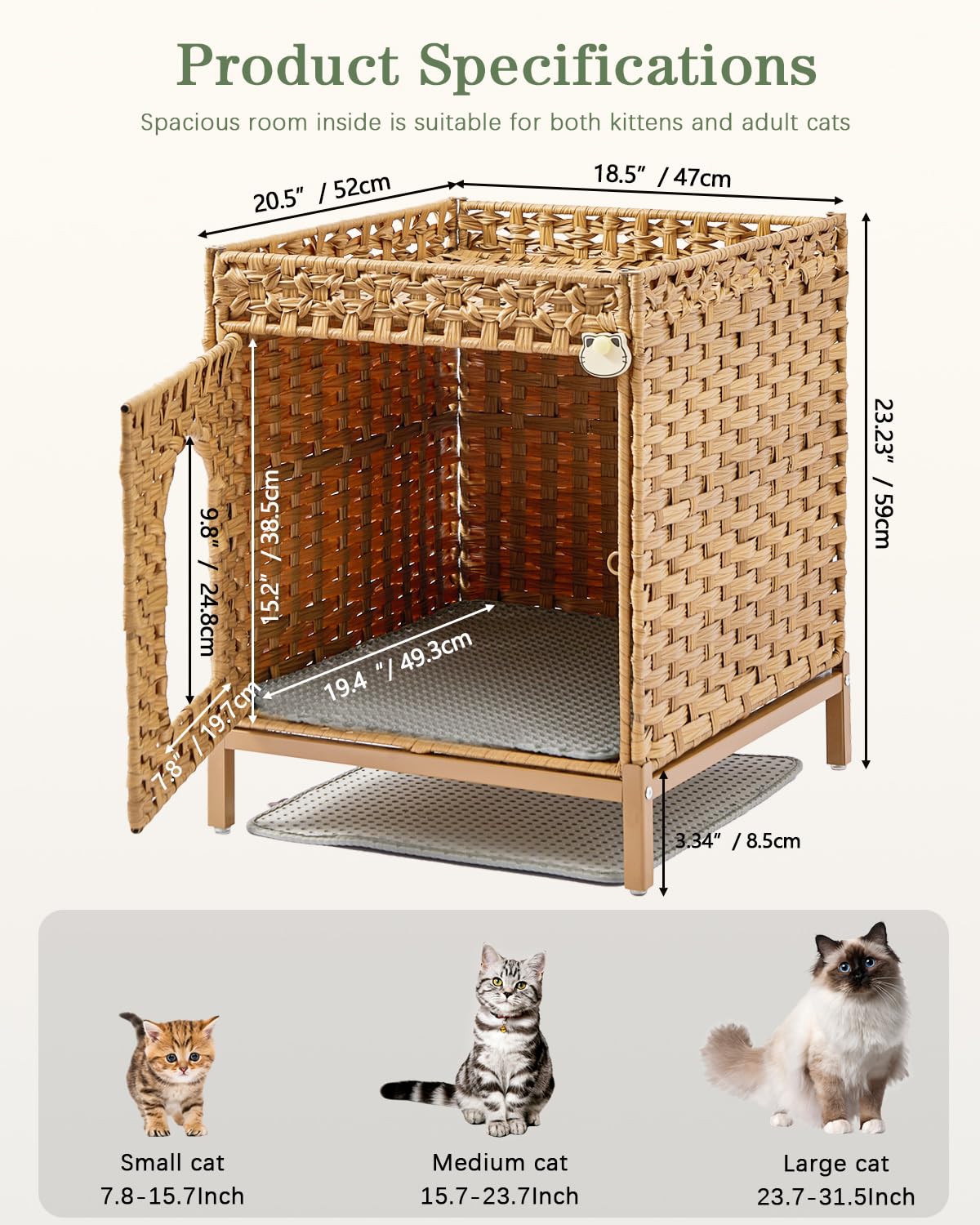 SETVSON cat litter enclosure metal frame detail for durability