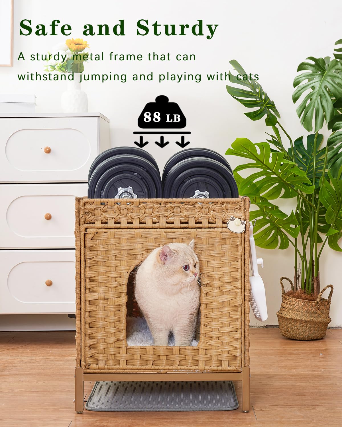 SETVSON cat litter enclosure open door for easy access and cleaning