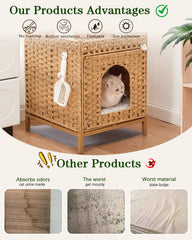 SETVSON cat litter enclosure rattan cover emphasizing natural texture and style