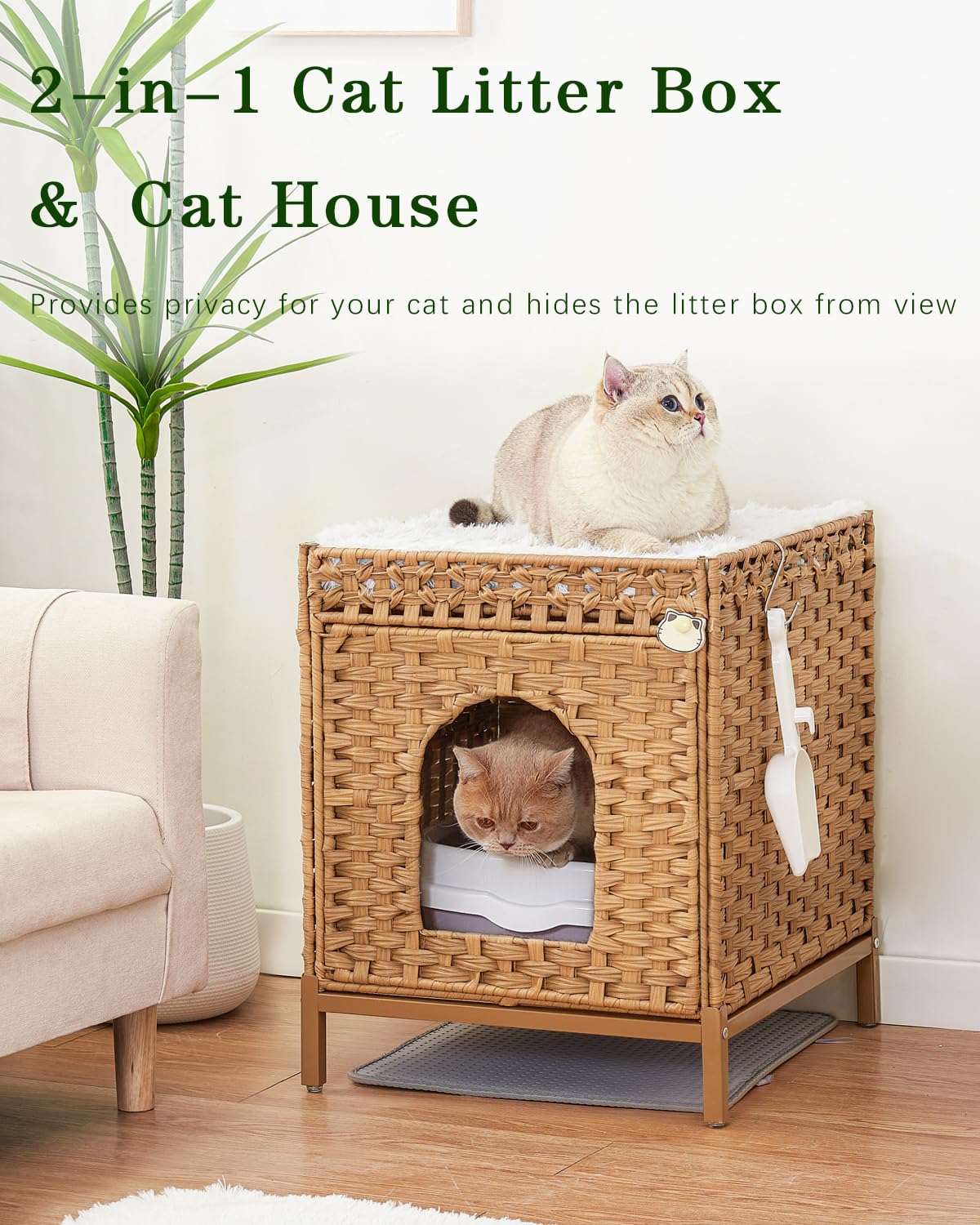 SETVSON cat litter enclosure side view highlighting spacious interior for most litter boxes