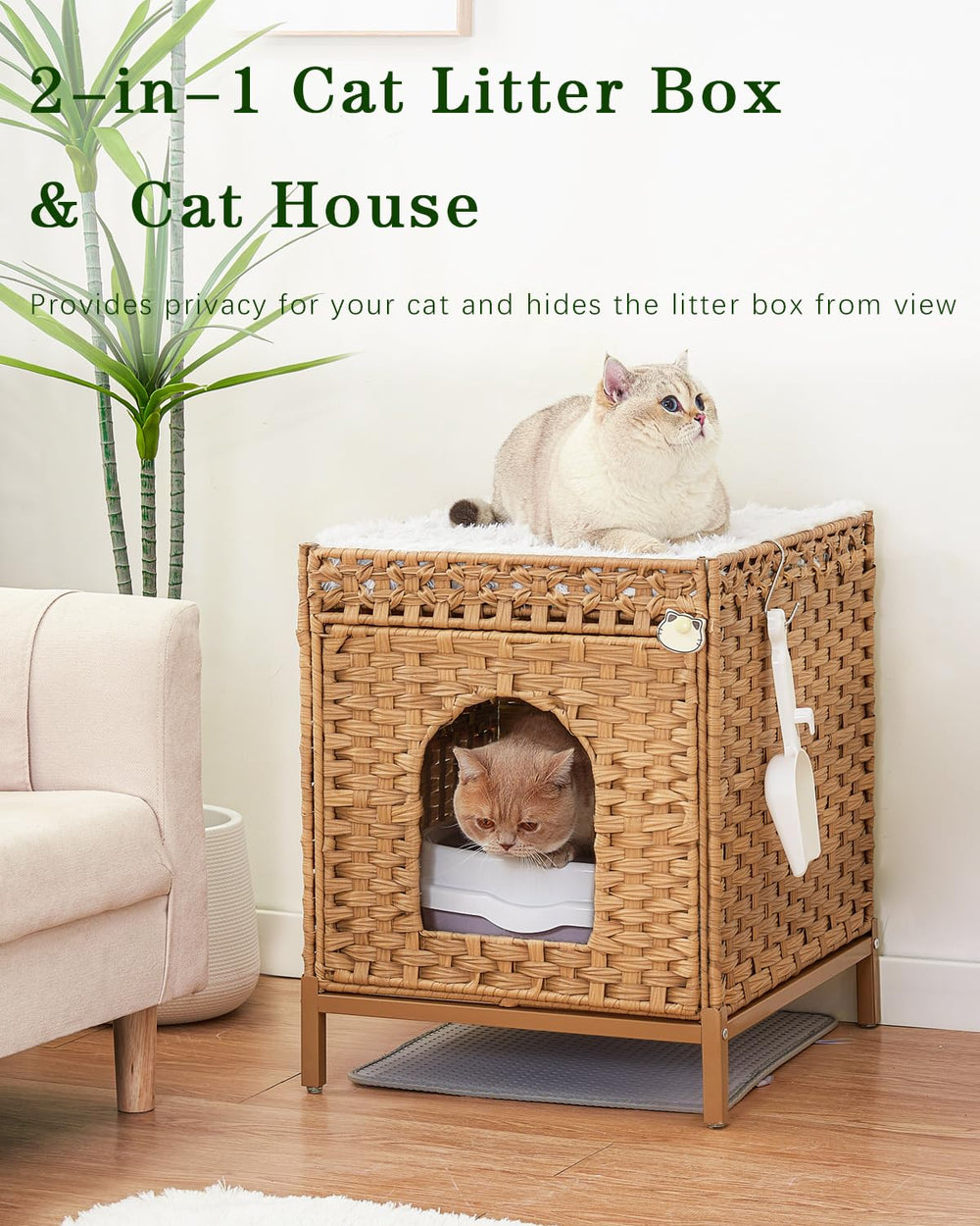 SETVSON cat litter enclosure side view highlighting spacious interior for most litter boxes