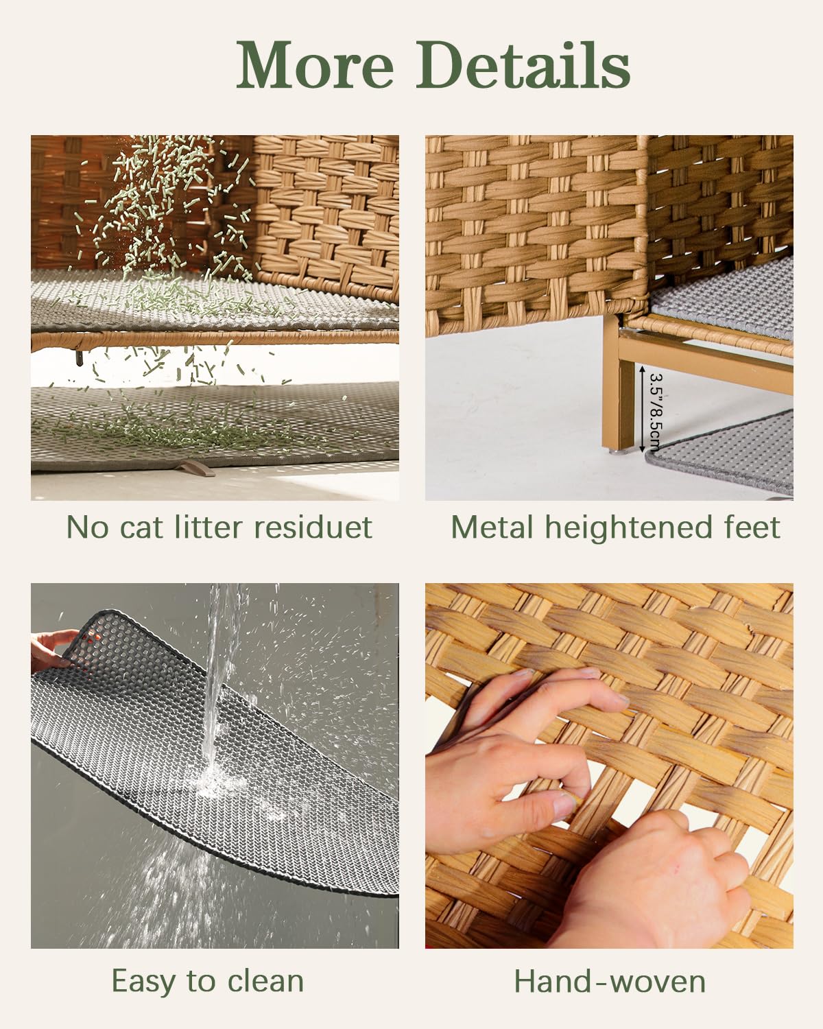 SETVSON cat litter enclosure with mats catching litter and protecting floors