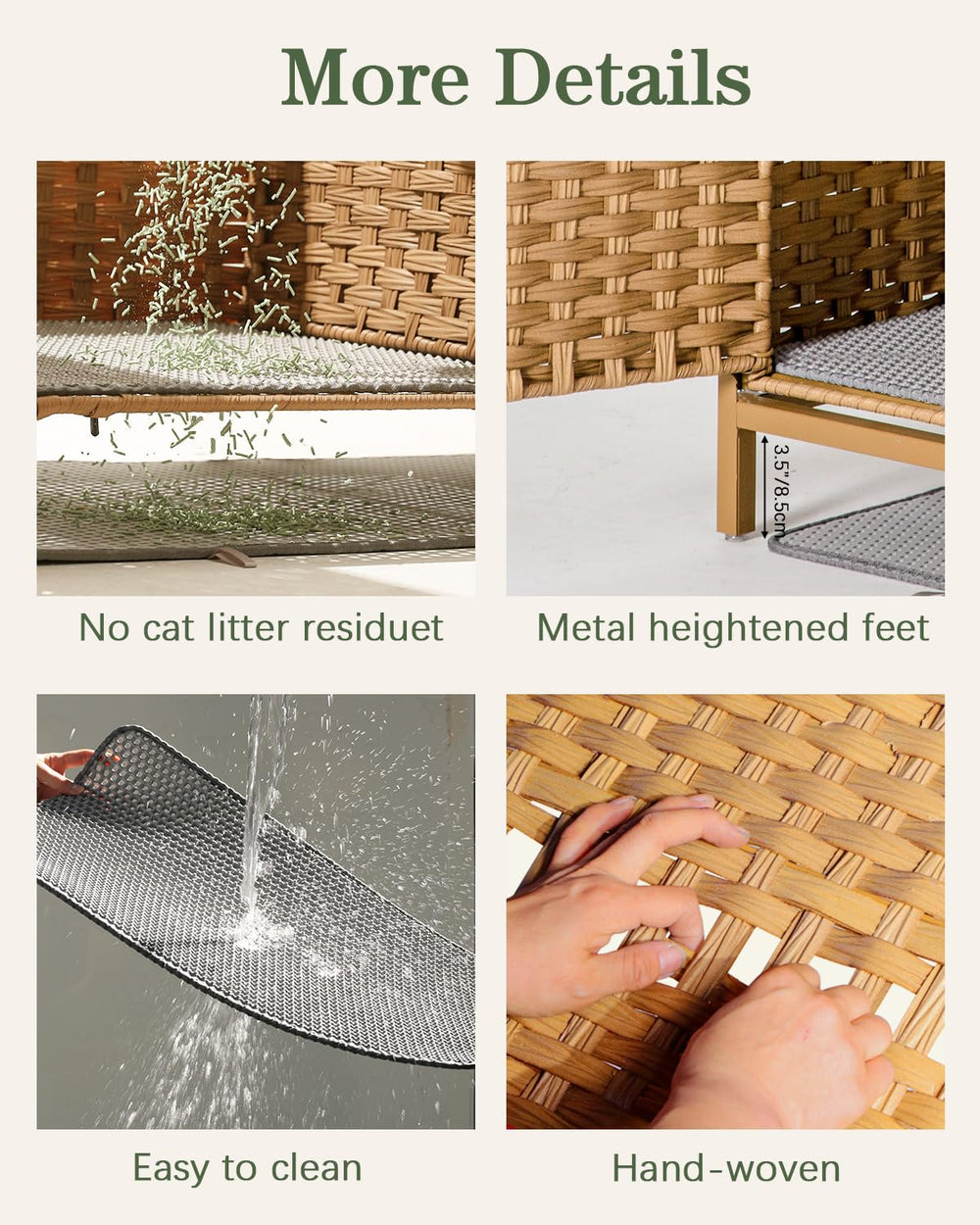 SETVSON cat litter enclosure with mats catching litter and protecting floors
