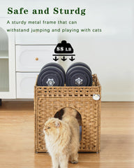 SETVSON double-sided cushions inside the rattan cat house