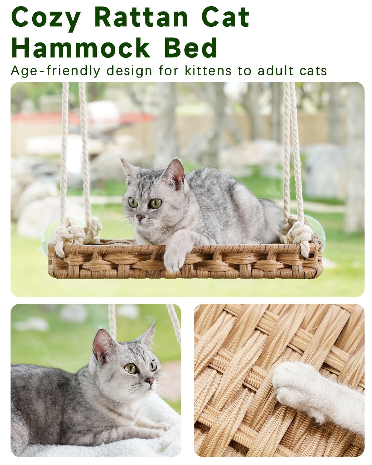 SETVSON window hammock fence ensures security while cats watch the outdoors