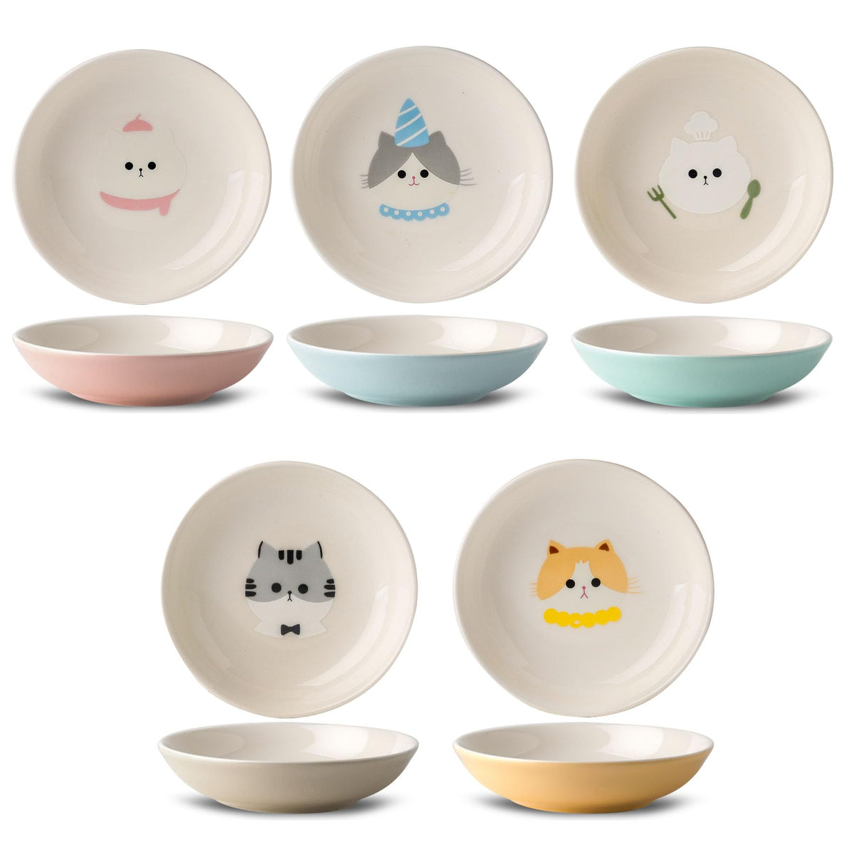 Seyatoo ceramic cat bowls wide 5-7 inches reduce whisker fatigue during meals.