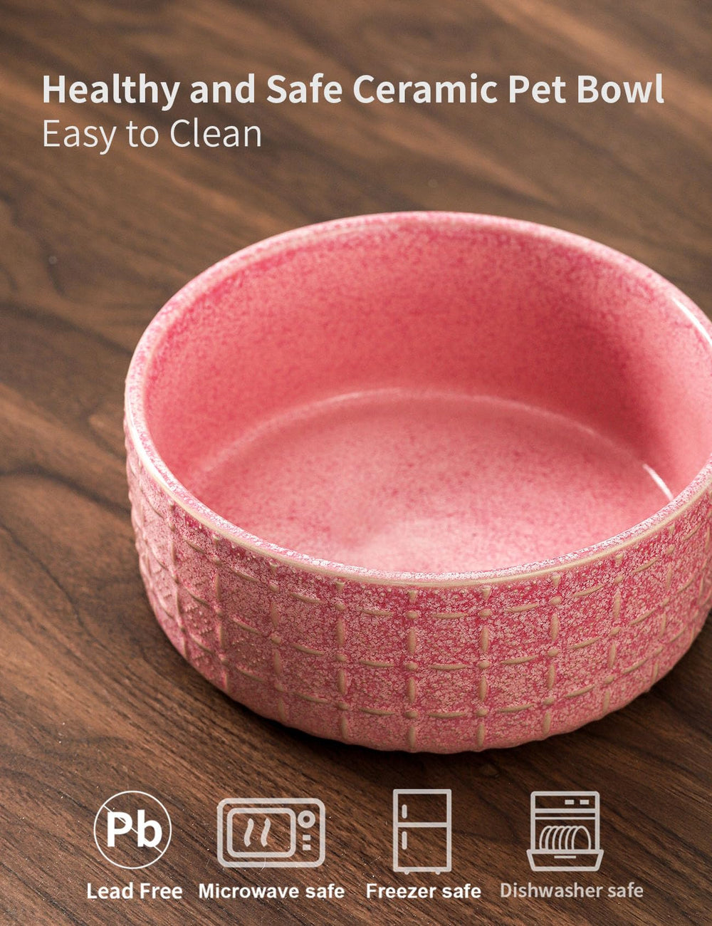 Seyatoo pink ceramic bowl labeled dishwasher-safe for simple cleanup after meals
