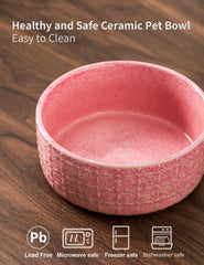 Seyatoo pink ceramic bowl labeled dishwasher-safe for simple cleanup after meals