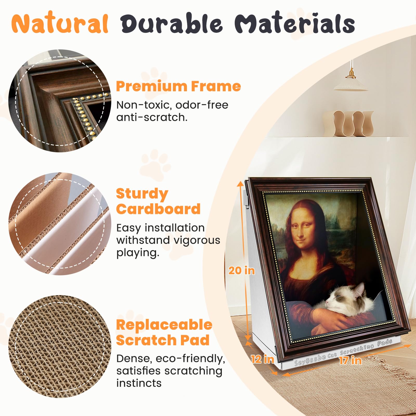 Seyõssbe wooden frame design complements home decor while supporting cat comfort.
