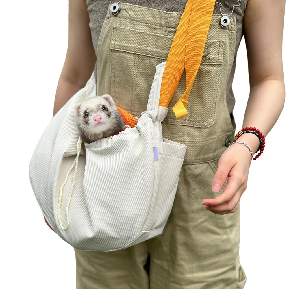 SEZDEKI ferret sling carrier on back-wearing for hands-free city strolls