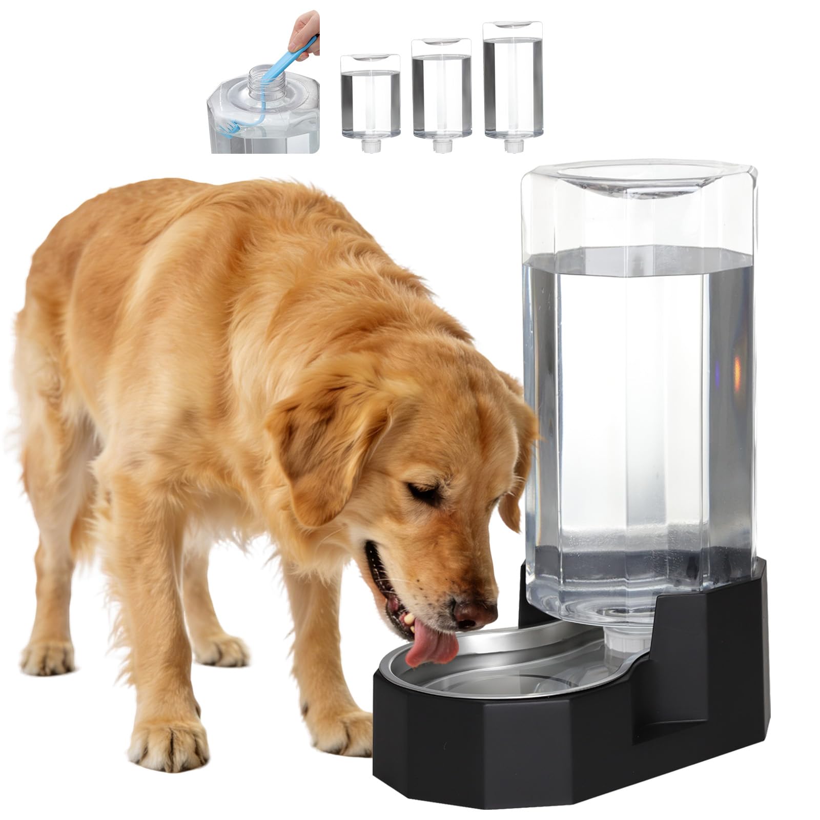Sfozstra 9L gravity water dispenser with bowl ensuring steady hydration for large dogs and multiple pets