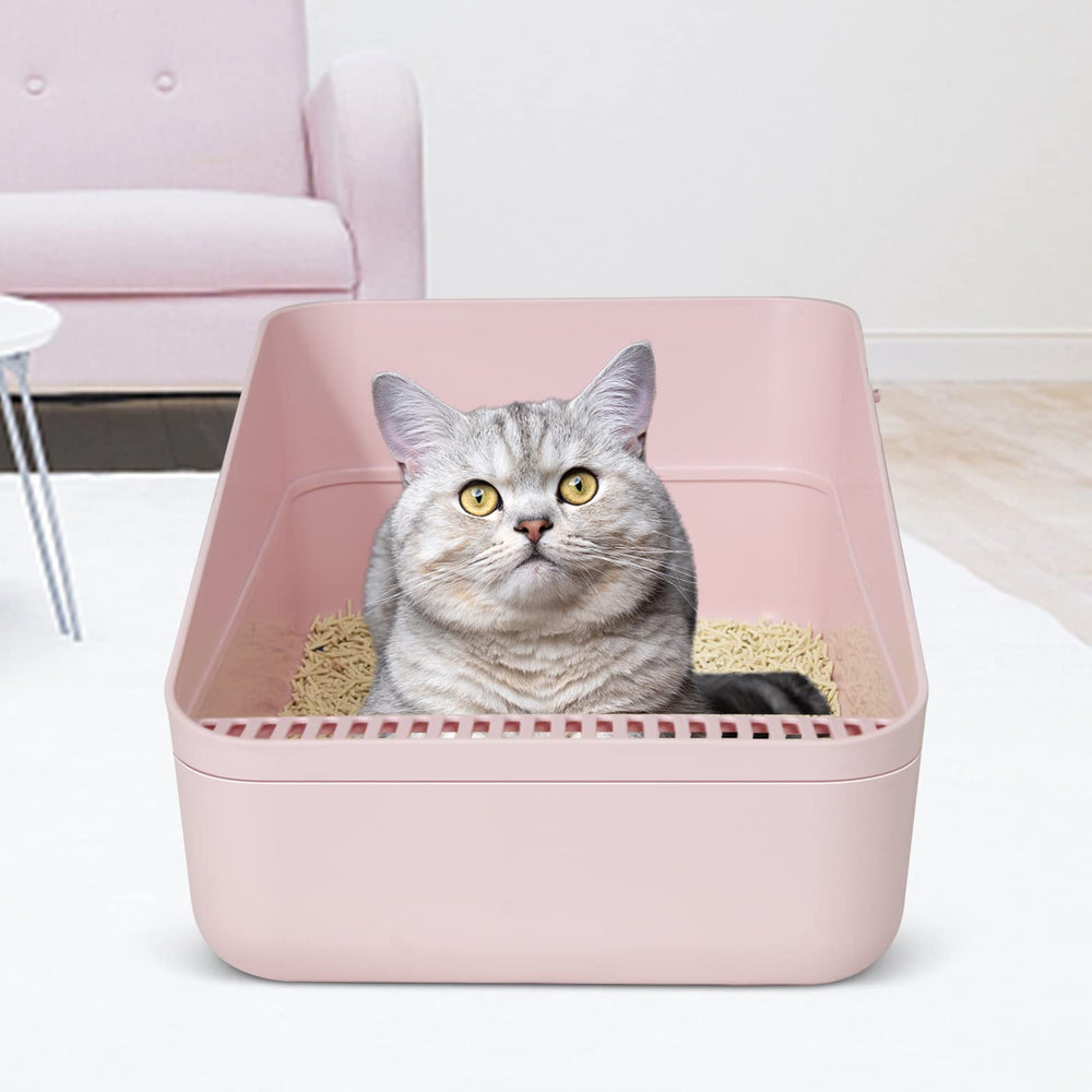 Modern pink Sfozstra litter box complements apartment decor