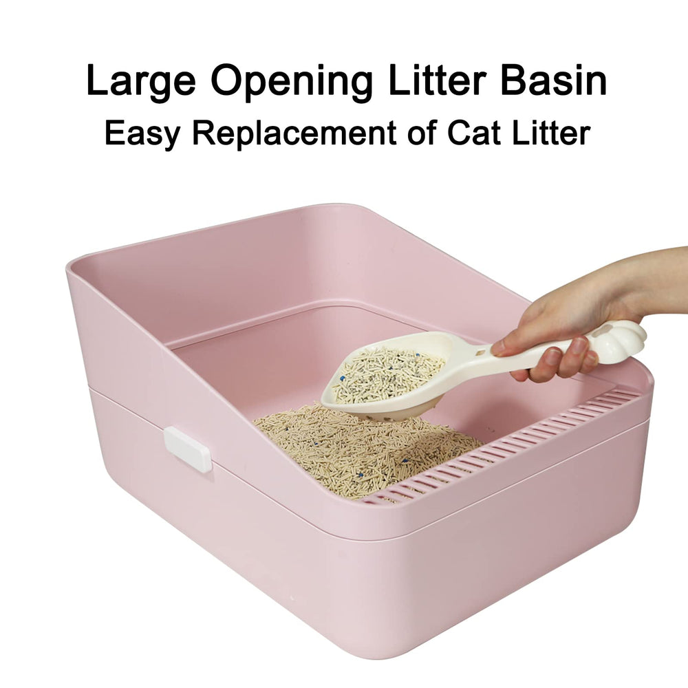 Sfozstra pink litter box side profile with tall walls to reduce scatter