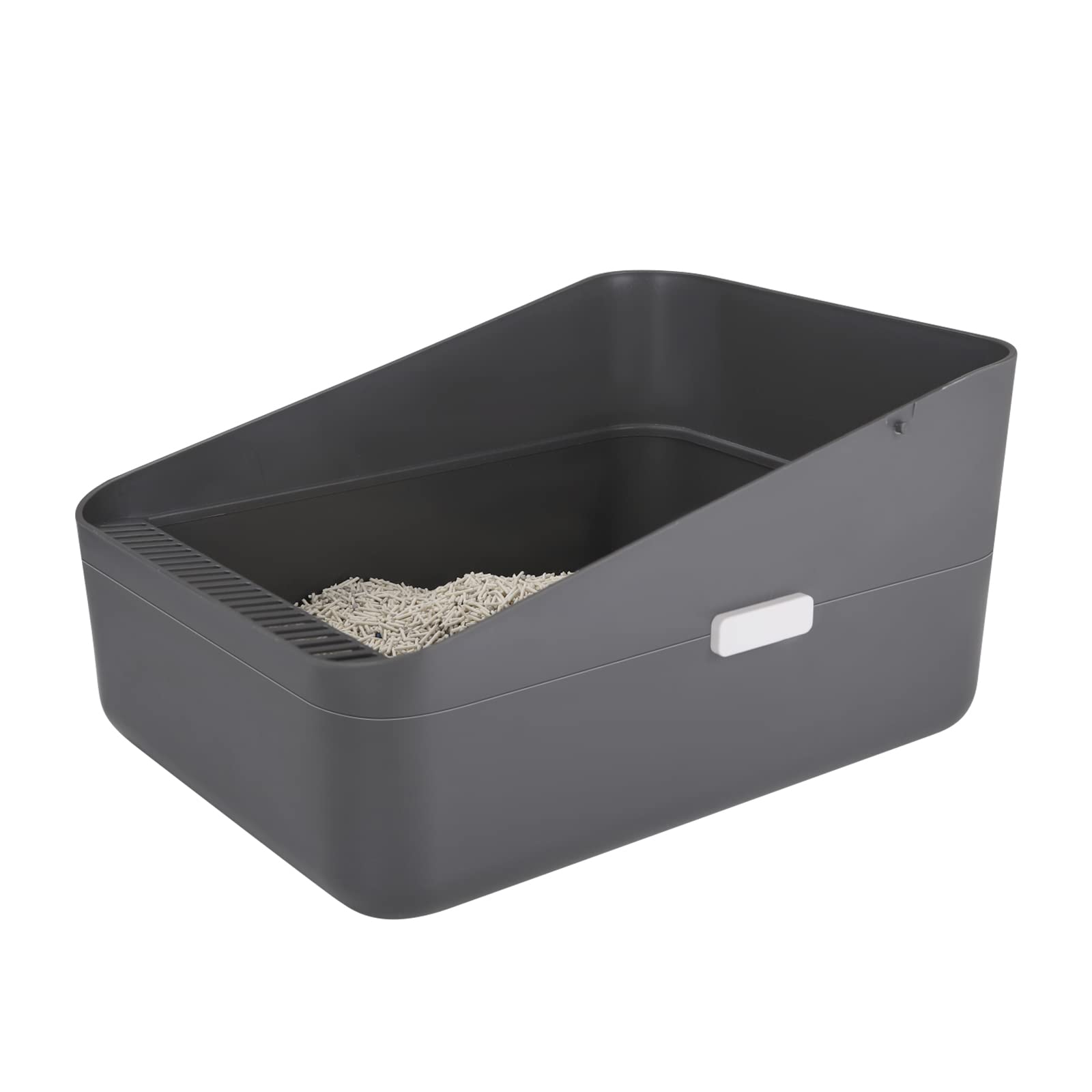 Sfozstra open top litter box grey with removable liner for easy cleaning