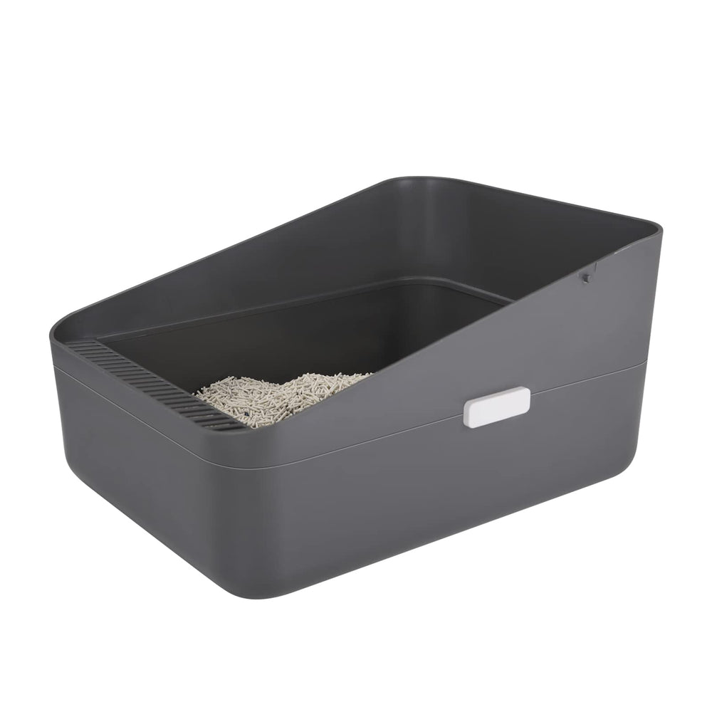 Sfozstra open top litter box grey with removable liner for easy cleaning