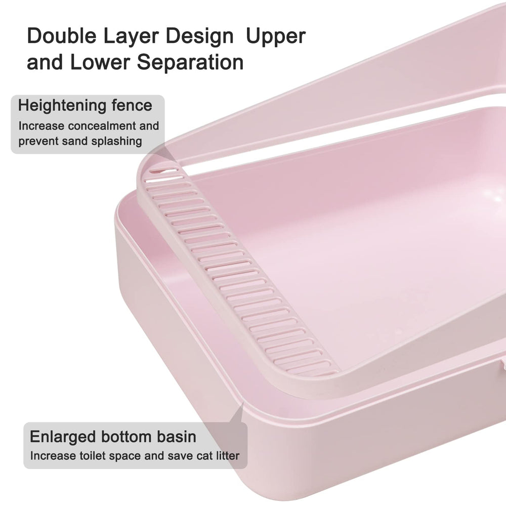 Open-top pink Sfozstra litter box placed in a corner
