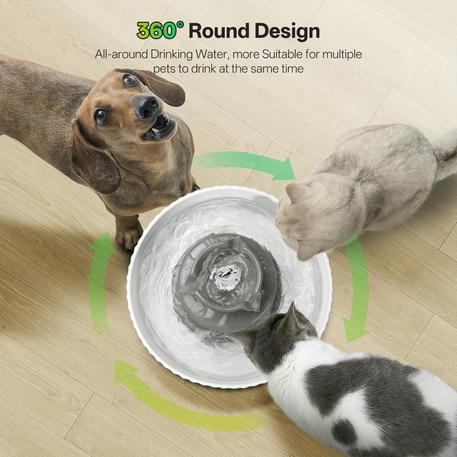 SgurFin ceramic cat fountain with ultra-quiet pump for silent operation.