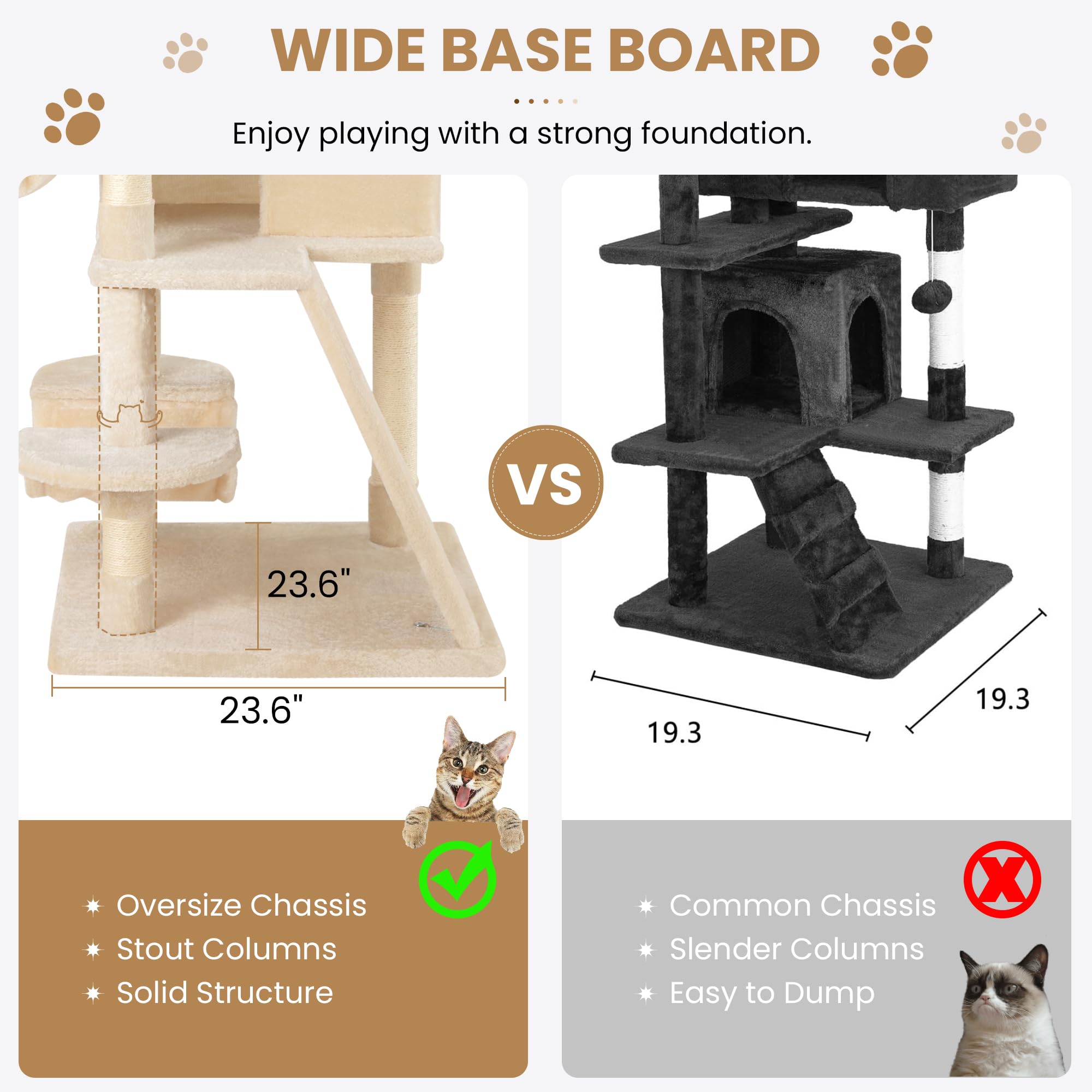 SHA CERLIN 65in cat tree scratching ladders promote active play