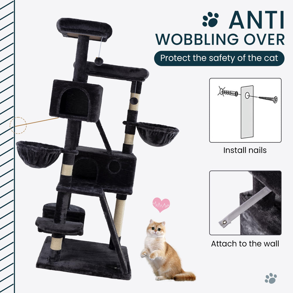 SHA CERLIN 65in cat tree scratching ladders encourage healthy scratching.