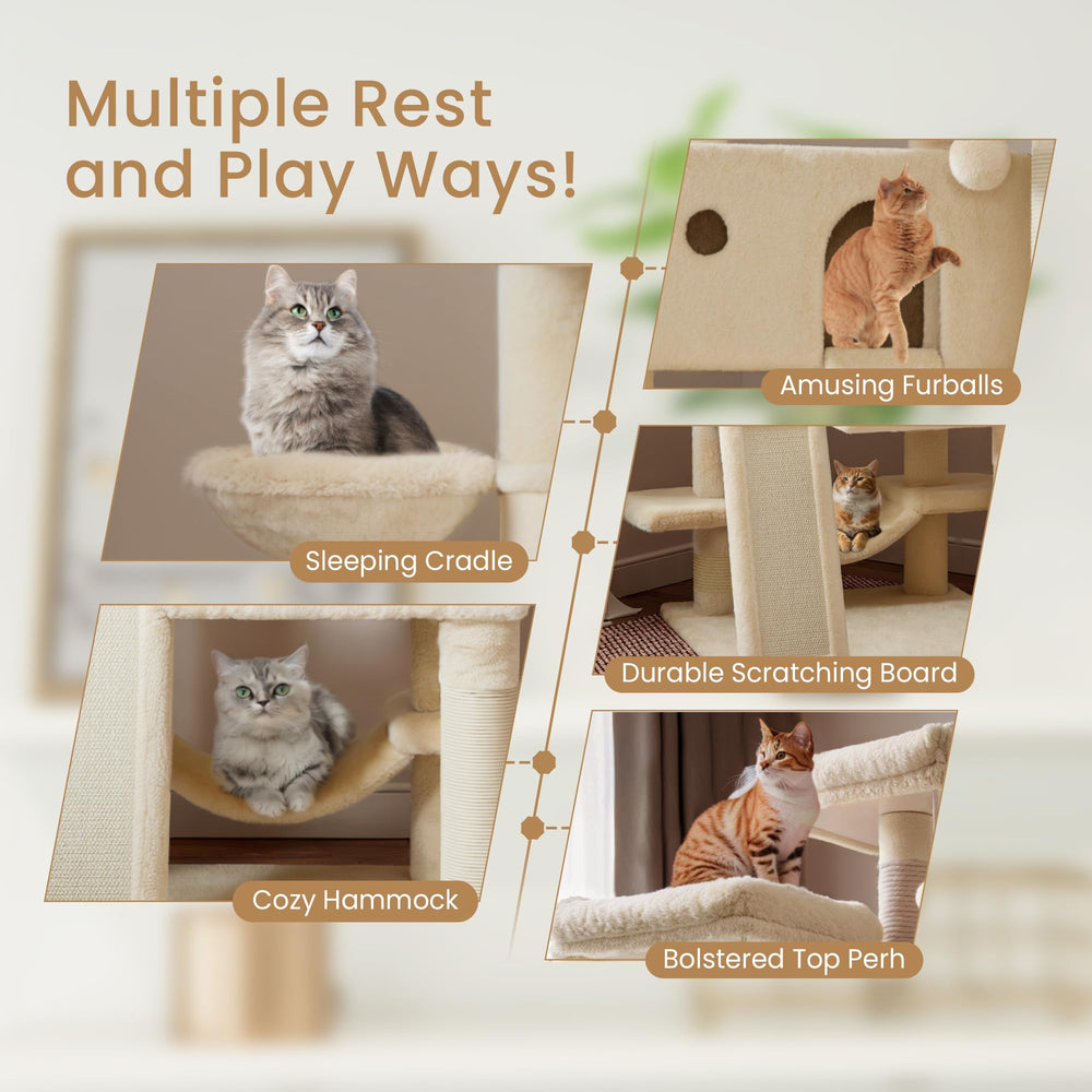 SHA CERLIN 65in cat tree sisal posts encourage scratching responsibly