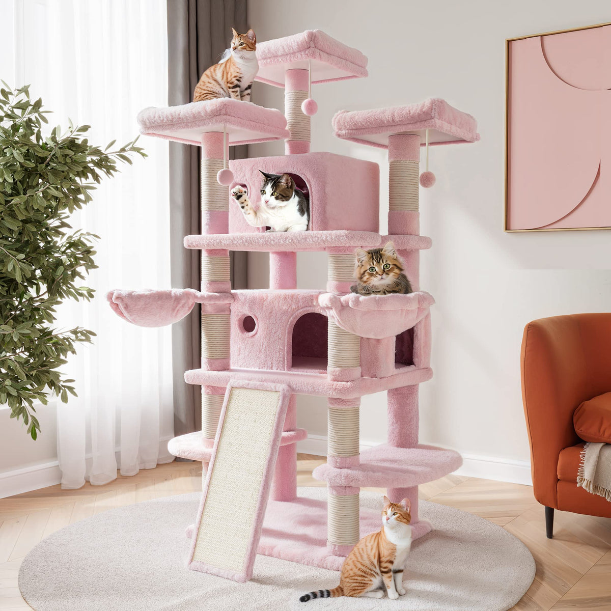SHA CERLIN 68-inch cat tree overview shows a sturdy multi-level playground for large cats.