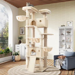 SHA CERLIN 81in cat tree top perch offers an elevated lounge for larger indoor cats