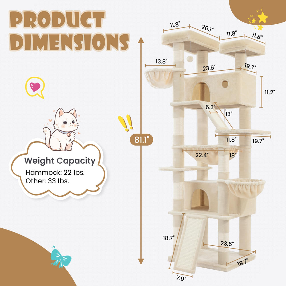 SHA CERLIN wide-base cat tree anchors for stability during active play