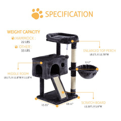 SHA CERLIN cat condo with hanging ball for interactive play