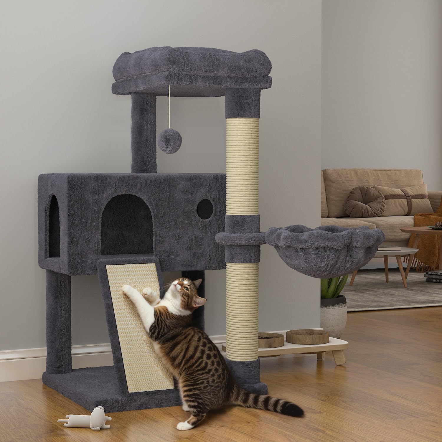 SHA CERLIN cat tree 36in hammock for cozy naps and play