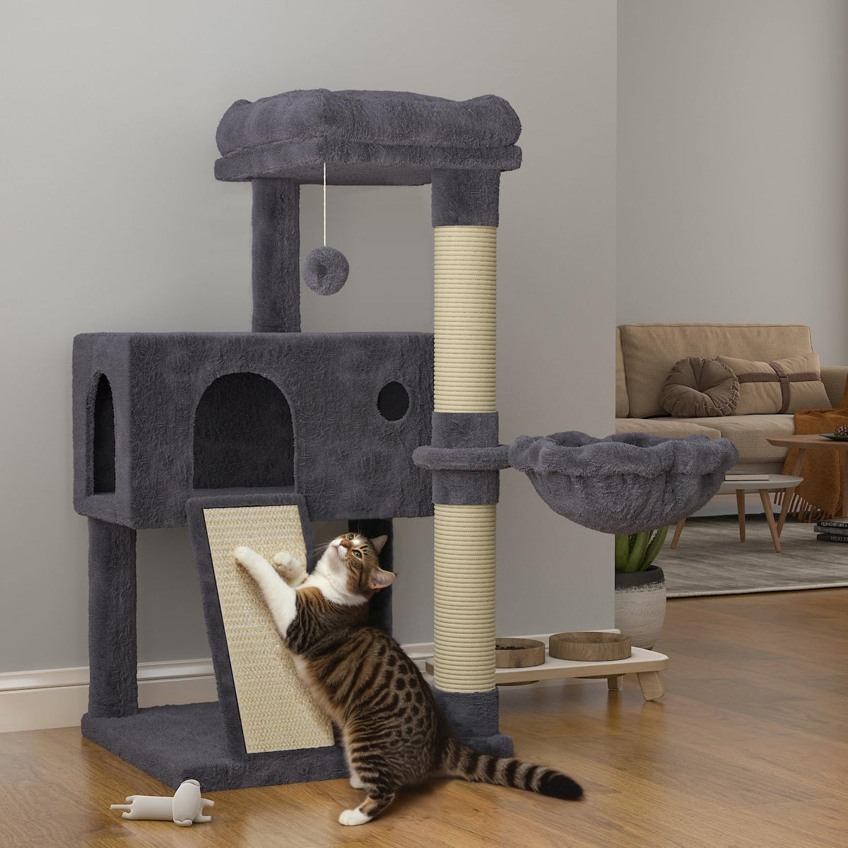 SHA CERLIN cat tree 36in hammock for cozy naps and play