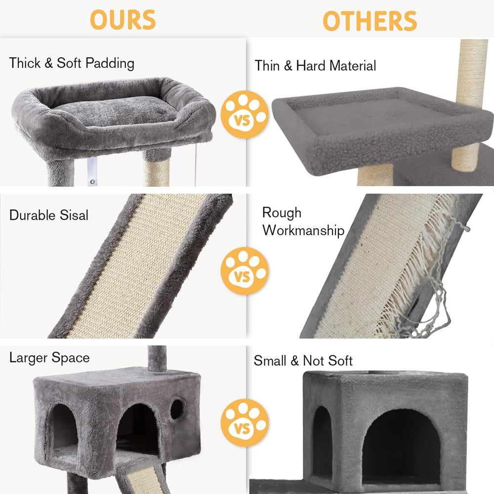 Sturdy particle board base ensures stable play for curious kittens and adults.