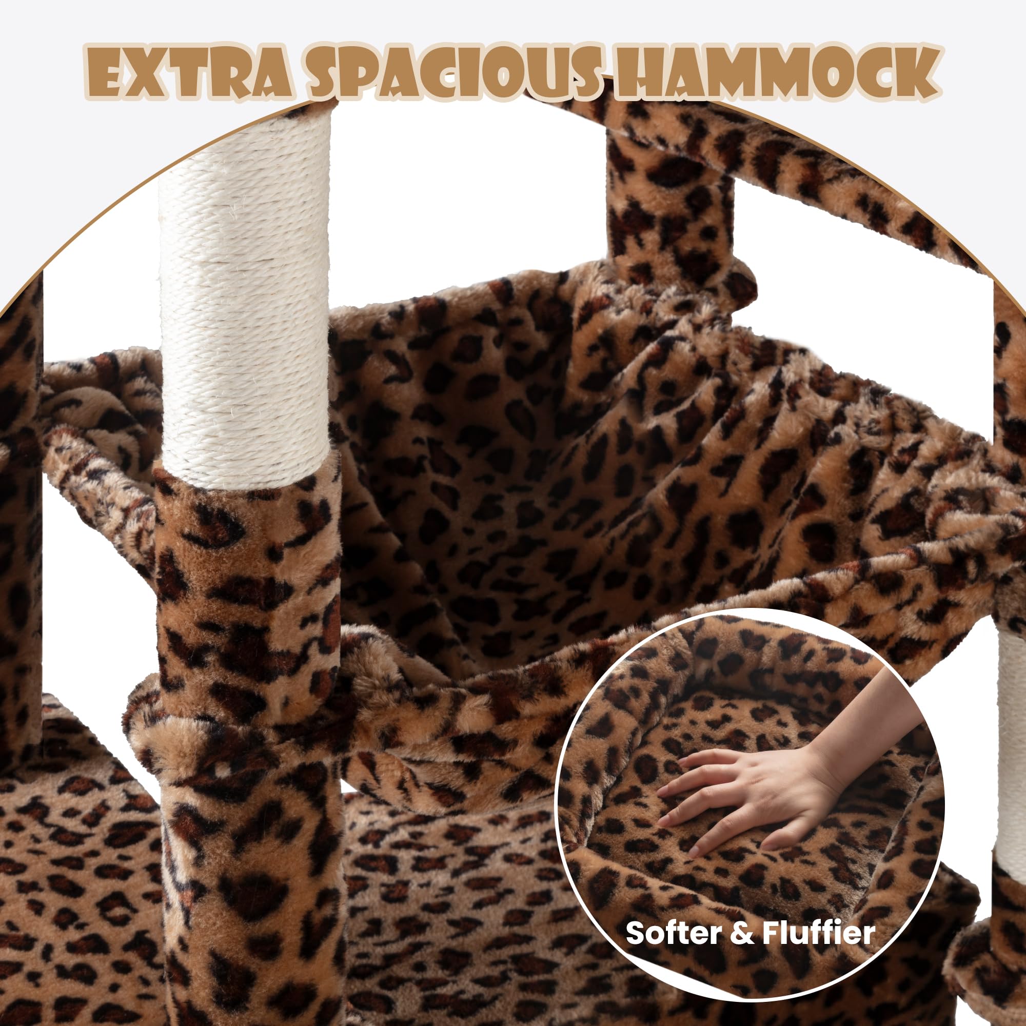 SHA CERLIN 81in height cat tree with plush fabric for comfortable lounging.