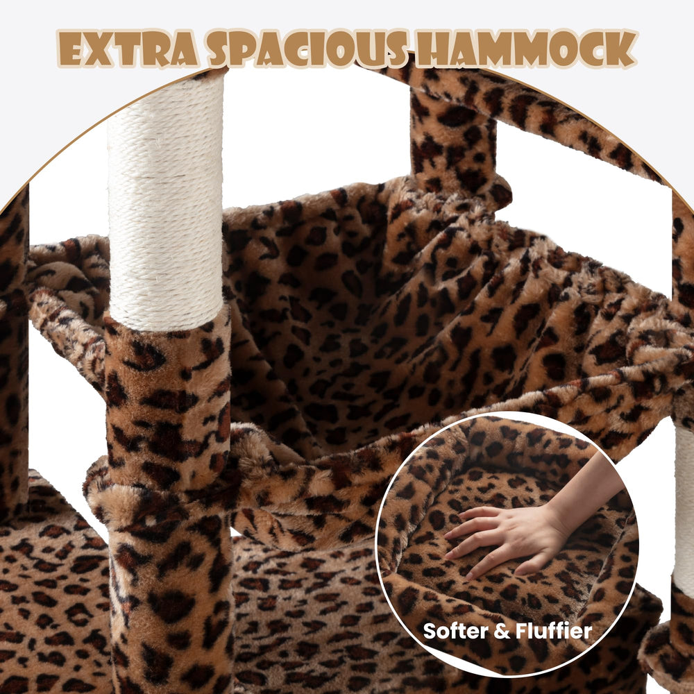 SHA CERLIN 81in height cat tree with plush fabric for comfortable lounging.