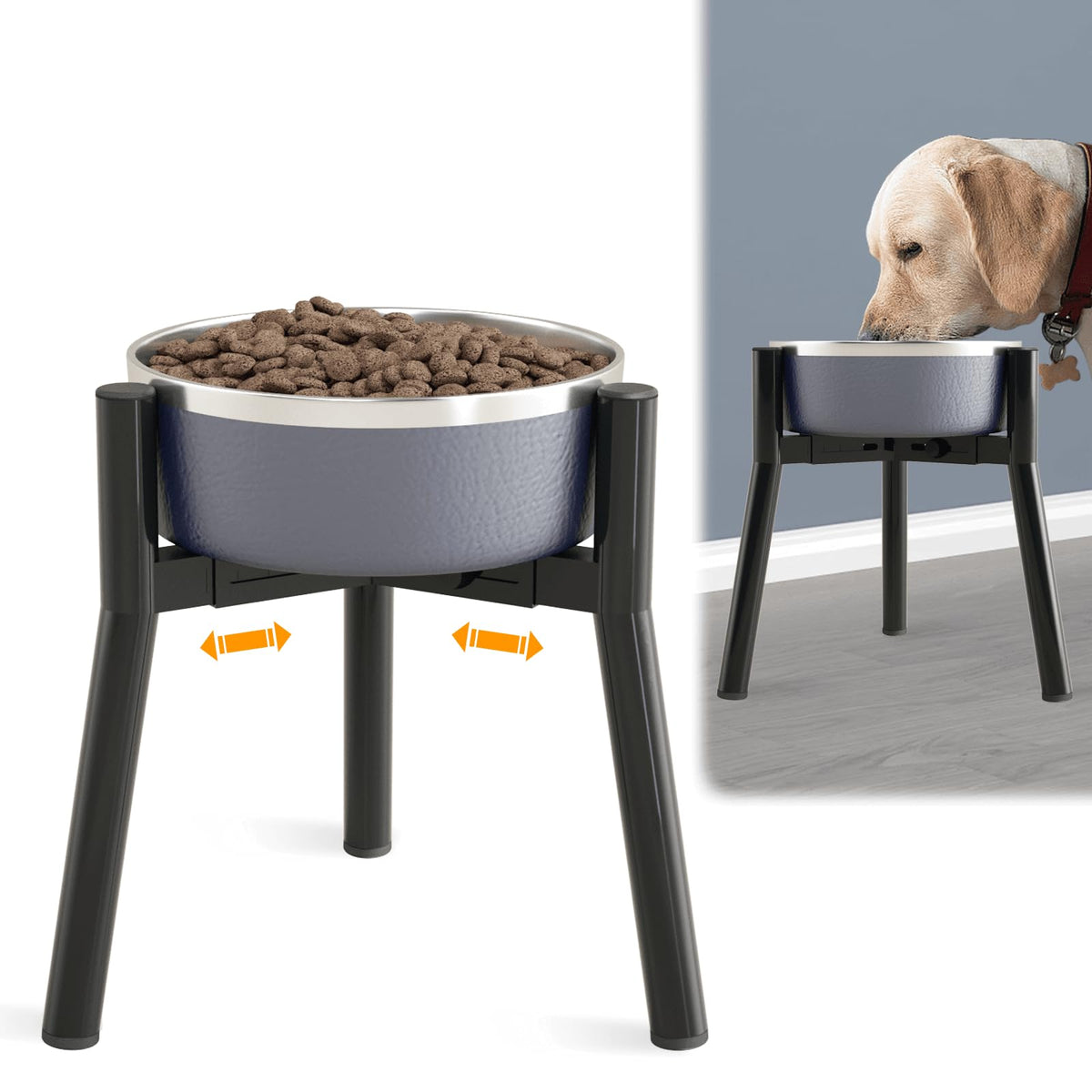 SHAINFUN adjustable dog bowl stand side view for stable feeding.