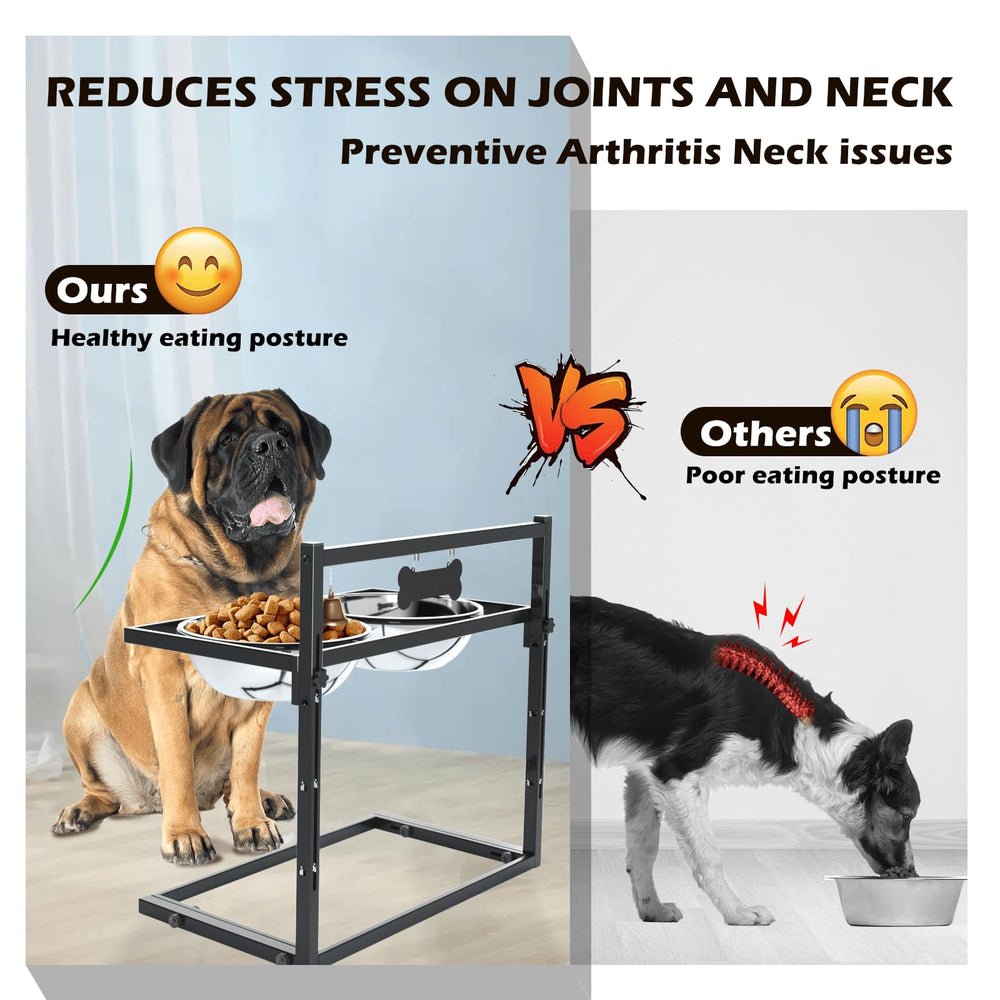 SHAINFUN adjustable-height-dog-feeder lets you match your dog's eating height.