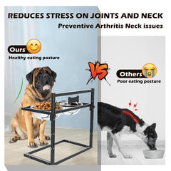SHAINFUN adjustable-height-dog-feeder lets you match your dog's eating height.
