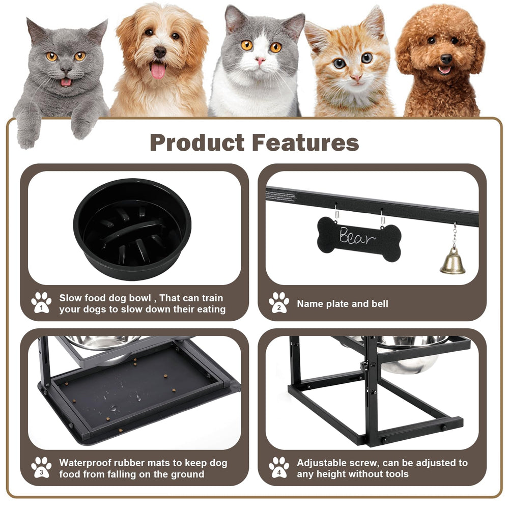 Adjustable height stand demonstrating customizable feeding height