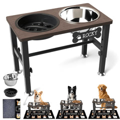 SHAINFUN elevated bowl stand with adjustable height for comfortable feeding.