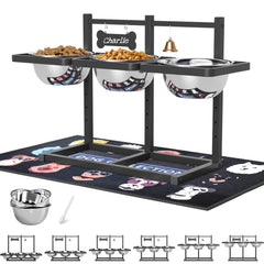 SHAINFUN elevated dog bowl stand being assembled for durable multi-dog feeding
