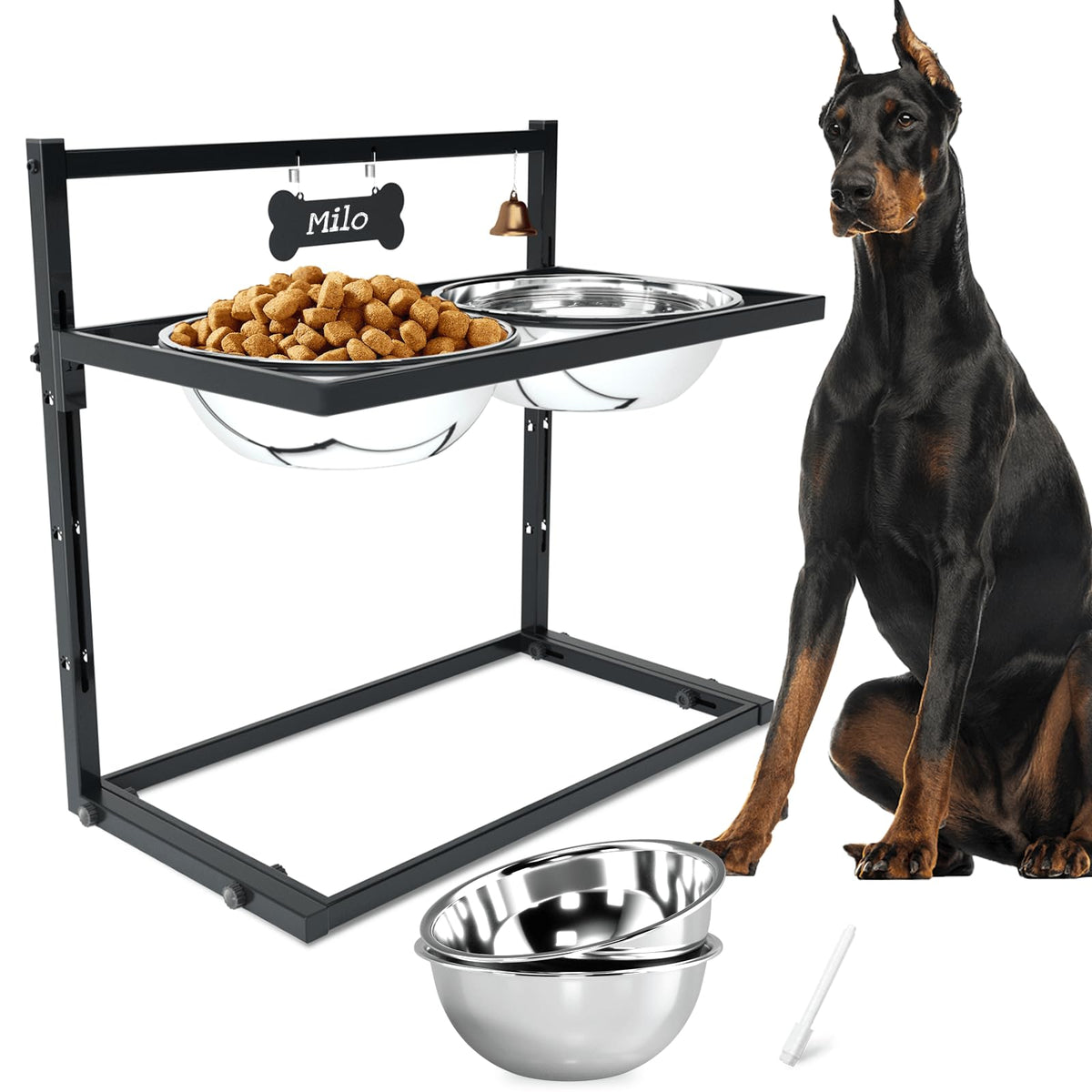 SHAINFUN elevated dog feeder stand for large breeds, ergonomic and sturdy.